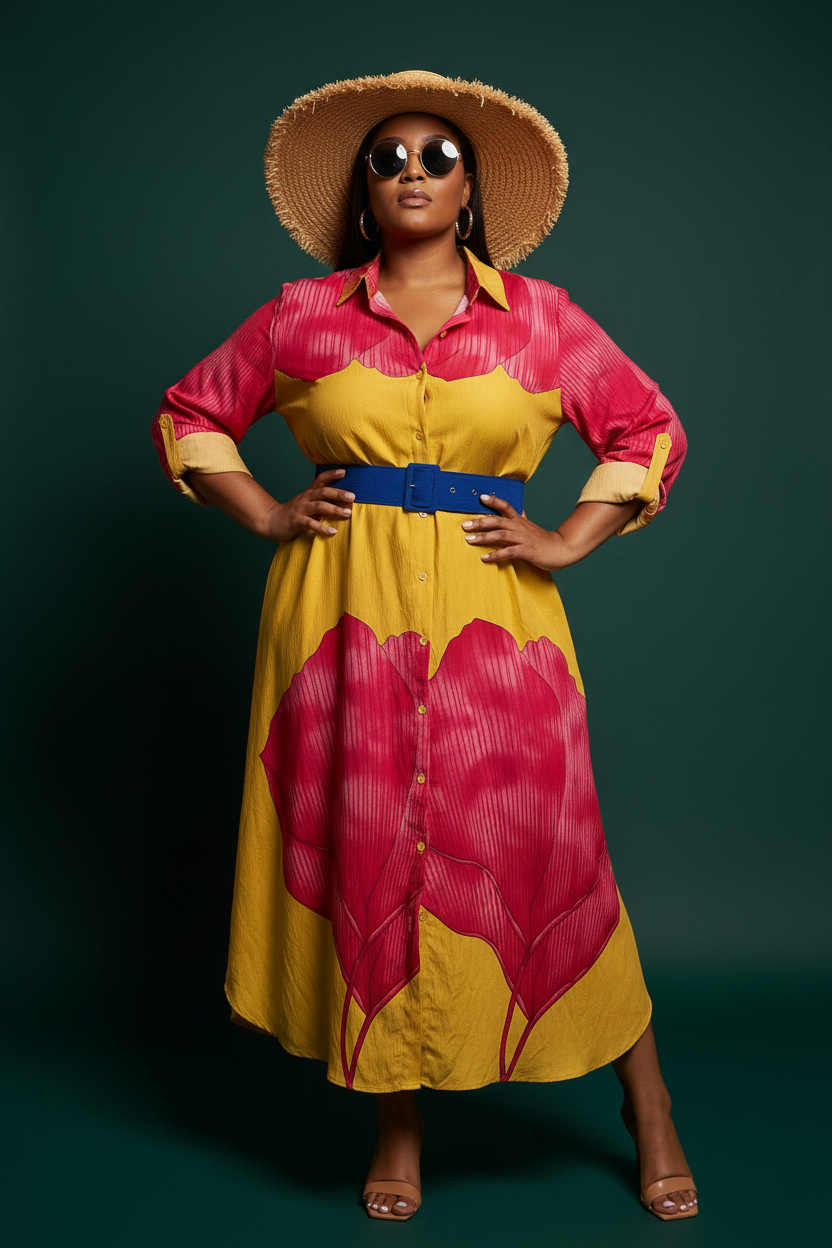 Robe cerise en coton crêpe