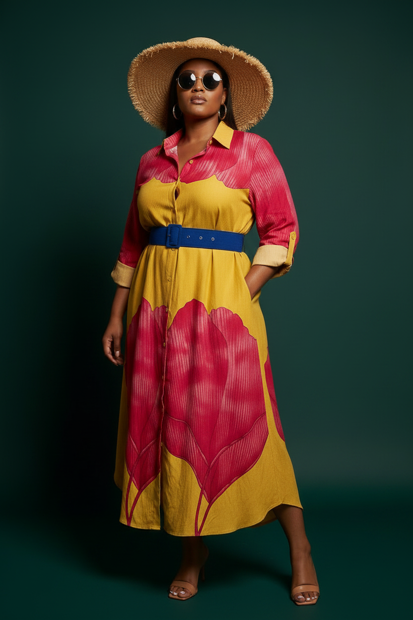 Robe cerise en coton crêpe
