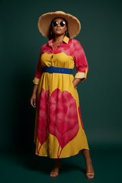 Robe cerise en coton crêpe
