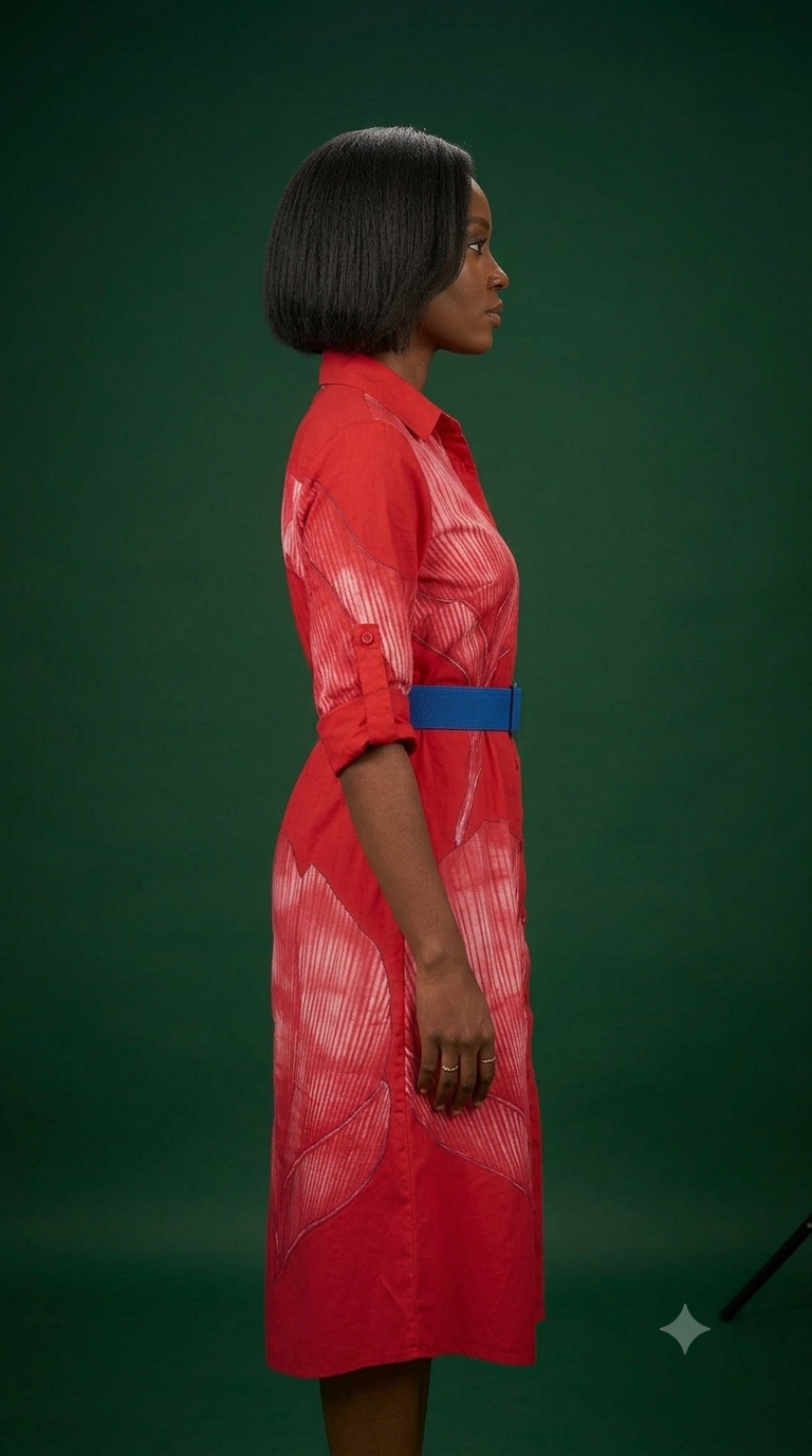 Robe cerise en coton crêpe