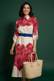 Robe cerise en coton crêpe
