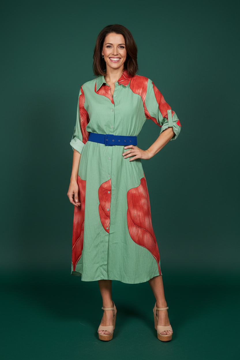 Robe cerise en coton crêpe