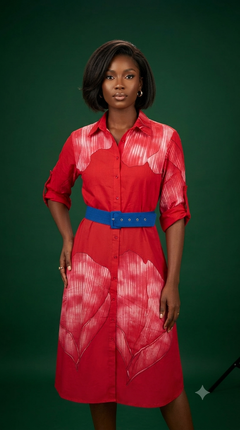 Robe cerise en coton crêpe
