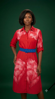 Robe cerise en coton crêpe